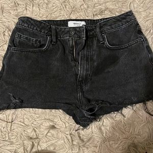 Black denim shorts